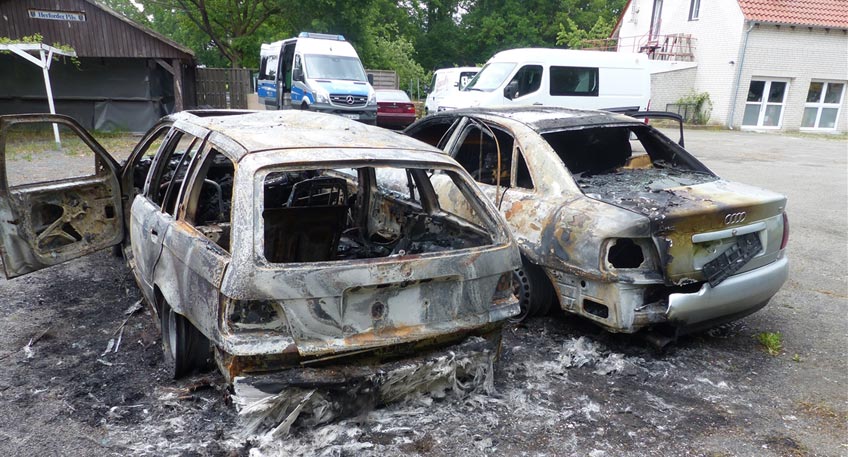 Brandstiftung vermutet: Autos gehen in Flammen auf