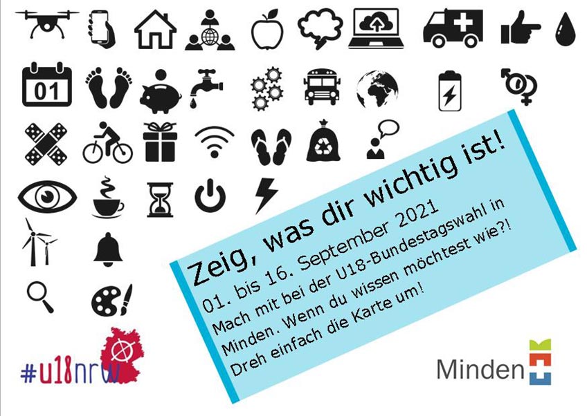 In diesem Jahr beteiligt sich das Jugendamt der Stadt Minden wieder an der U18-Wahl. So wird auch den Mindener Kindern und Jugendlichen unter 18 Jahren die M&ouml;glichkeit gegeben sich einzubringen.