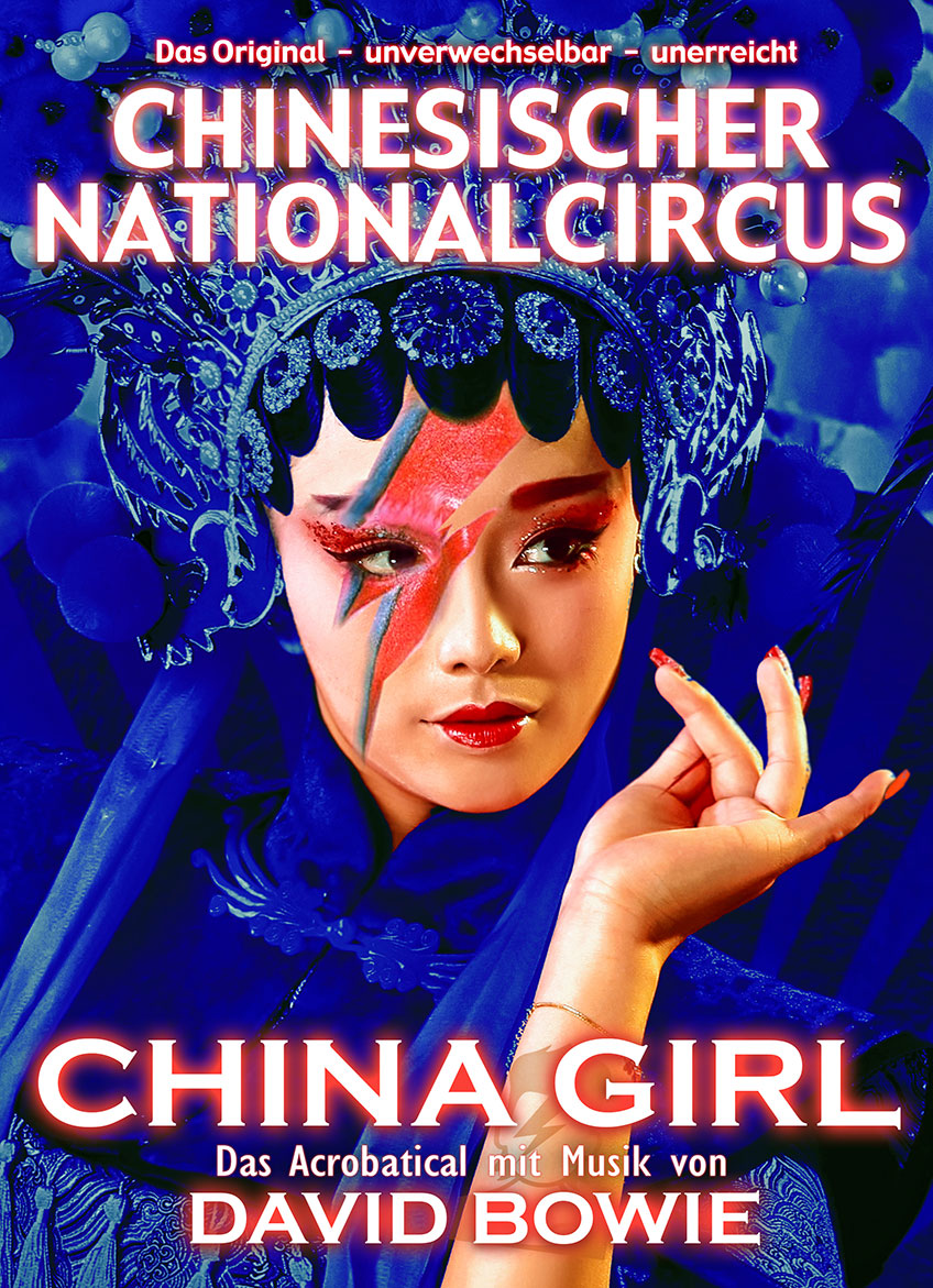 Der legend&auml;re Chinesische Nationalcircus hat eine neue, spektakul&auml;re Theatershow auf die Beine gestellt: eine Kombination aus der hohen Kunst der Akrobatik und live dargebotenen H&ouml;hepunkten aus dem musikalischen Werk David Bowies. &bdquo;China Girl&ldquo; hei&szlig;t das Programm, mit dem das Ensemble am Sonntag, 27. M&auml;rz, um 16.00 im Theater im Park zu Gast sein wird.