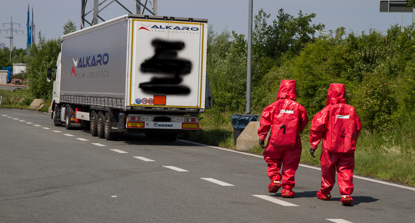 Gefahrgutunfall auf dem Autohof in Porta Westfalica